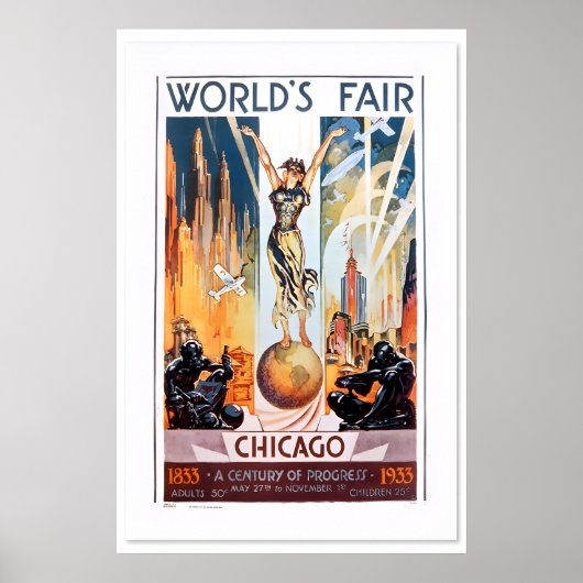 1933 Art Deco Chicago Wereldtentoonstelling Klassi Poster (Voorkant)