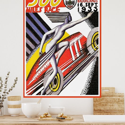 1933 Brooklands 500 miles Race Vintage Poster (Keuken)