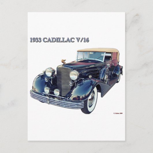 1933 CADILLAC V/16 #2 BRIEFKAART (Voorkant)