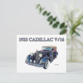 1933 CADILLAC V/16 BRIEFKAART (Staand voorkant)