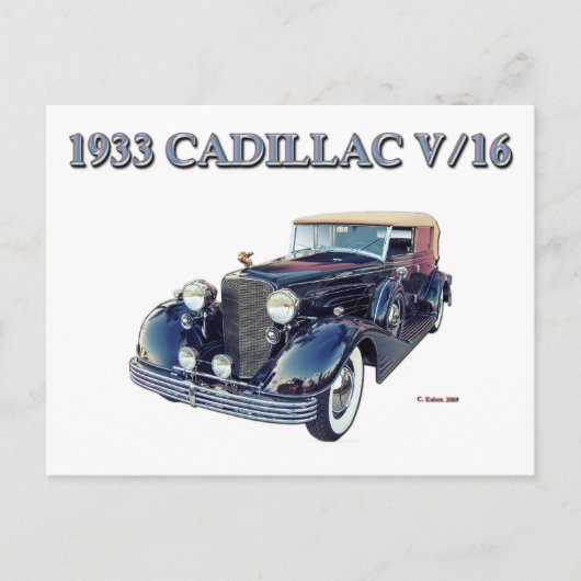 1933 CADILLAC V/16 BRIEFKAART (Voorkant)