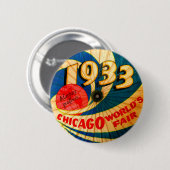 1933 Chicago Worlds Fair Souvenir Parasol Ronde Button 5,7 Cm (Voorkant /achterkant)