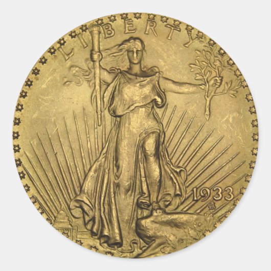1933 DubbelEagle gouden munten Ronde Sticker (Voorkant)