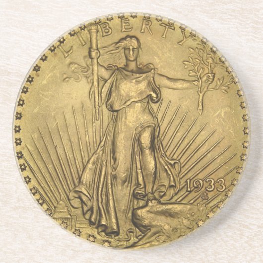 1933 DubbelEagle gouden munten Zandsteen Onderzetter (Voorkant)