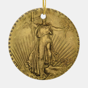 1933 het Dubbele Gouden Muntstuk van Eagle Keramisch Ornament