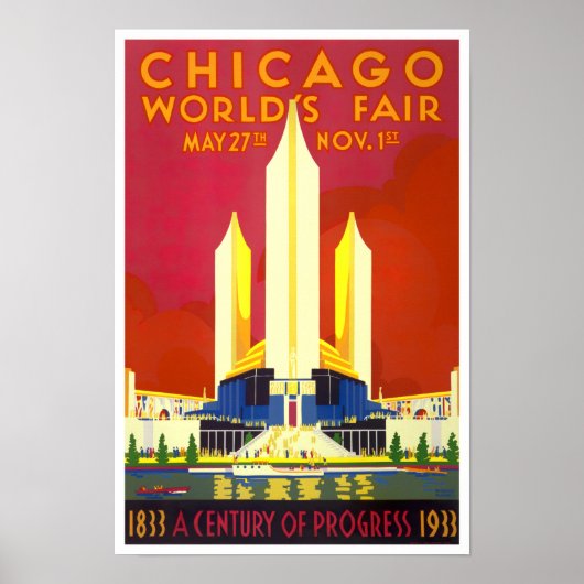 1933 Het Fair vintage-poster van Chicago World Poster (Voorkant)
