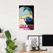 1933 Monaco Grand Prix Oude Racing Poster (Thuiskantoor)