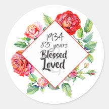 1934 85e verjaardag Vrouw - Aquarel Rozen Custom