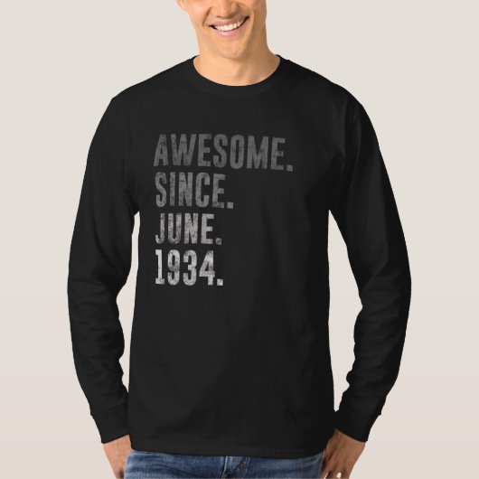 1934 88 Geweldige sinds juni 1934 88ste verjaardag T-shirt (Voorkant)