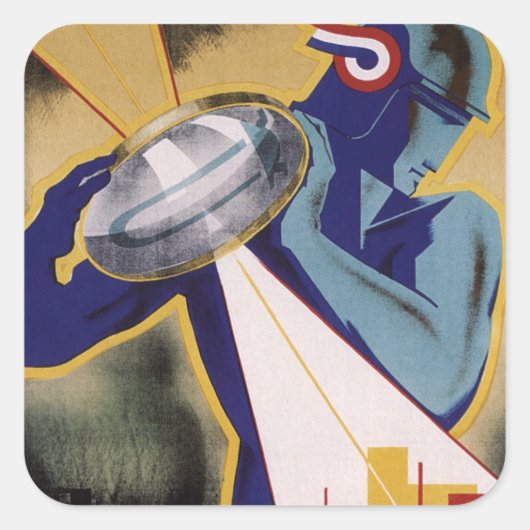 1934 Art Deco Jaarbeurs Utrecht Vierkante Sticker (Voorkant)