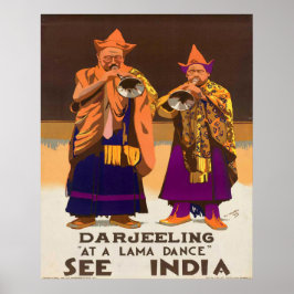 1934 Bekijk India Darjeeling Lama Dance Travel Poster