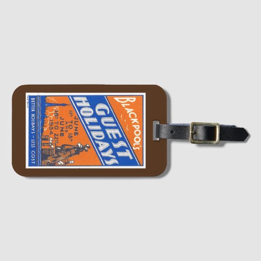 1934 BLACKPOOL UK POSTER STEMPEL COOL KITSCH BAGAGELABEL (Voorkant (horizontaal))