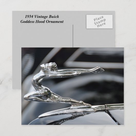 1934 Buick Goddess Hood Ornament Briefkaart (Voorkant / Achterkant)