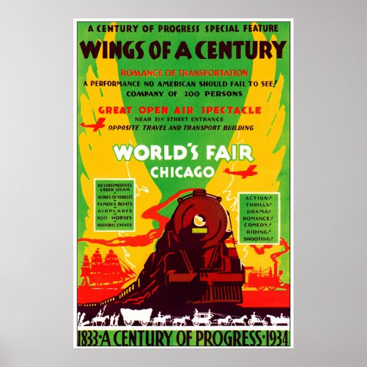 1934 Chicago Worlds Fair by Train Poster (Voorkant)