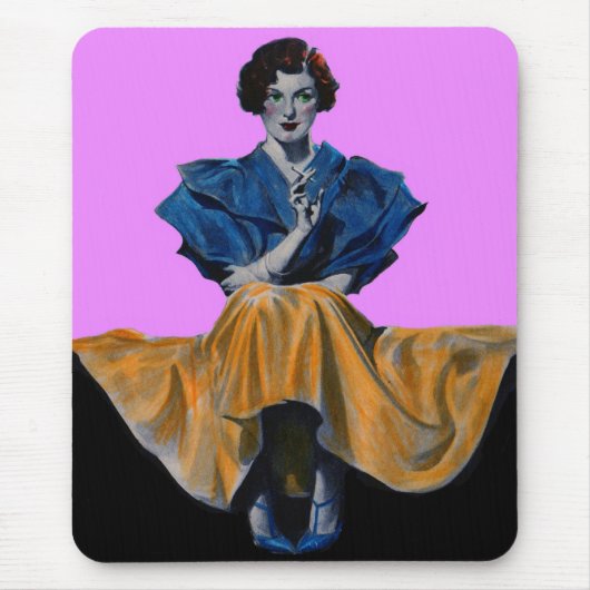 1934 dame geniet van een Chesterfield Muismat (Voorkant)