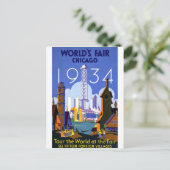 1934 De beurs van Chicago World Briefkaart (Staand voorkant)