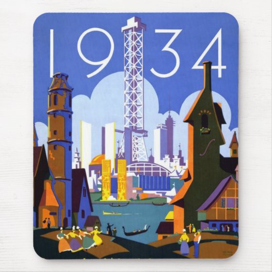 1934 De beurs van Chicago World Muismat (Voorkant)