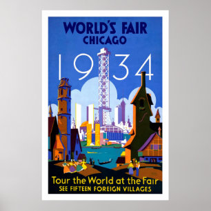 1934 'Fair Vintage Travel Poster' van Chicago Worl Poster