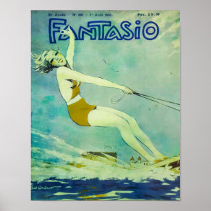 1934 Fantasio Waterskiën Magazine Hoesje Poster
