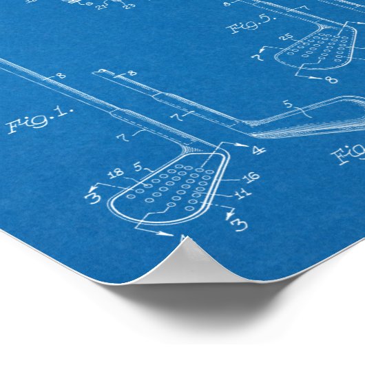 1934 Golf Club Head Patent Art Drawing Print (Hoek)