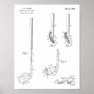 1934 Golf Club Head Patent Art Drawing Print