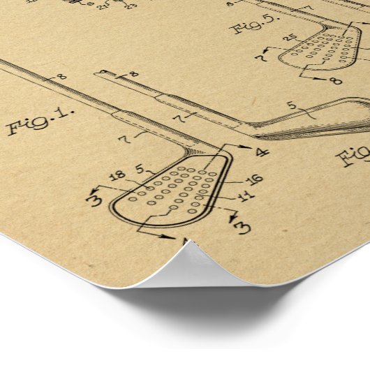 1934 Golf Club Head Patent Art Drawing Print (Hoek)
