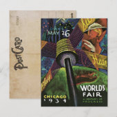 1934 Het eerlijke  Briefkaart van Chicago World (Voorkant / Achterkant)