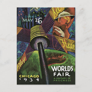 1934 Het eerlijke  Briefkaart van Chicago World