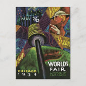 1934 Het eerlijke  Briefkaart van Chicago World (Voorkant)