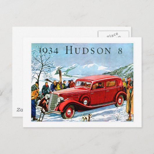 1934 Hudson 8  Automobile Advertisement Briefkaart (Voorkant / Achterkant)