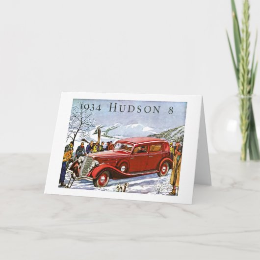 1934 Hudson 8 - Vintage Reclame Feestdagen Kaart (Voorkant)