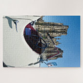 1934 Riley 9 Lynx Tourer bij de kathedraal van Wel Legpuzzel (Horizontaal)