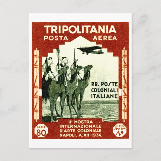 1934 Tripolitania 80 centesimi-stempel Briefkaart (Voorkant)