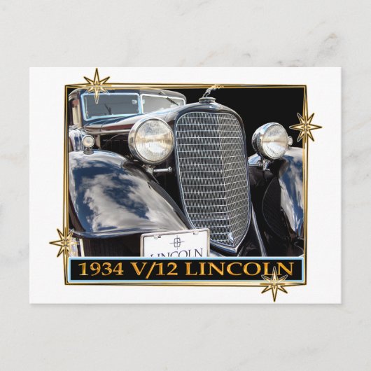 1934 V-12 LINCOLN BRIEFKAART (Voorkant)