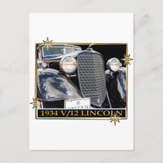1934 V-12 LINCOLN BRIEFKAART (Voorkant)