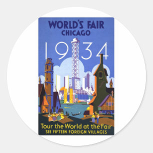 1934 Wereldtentoonstelling van Chicago Ronde Sticker