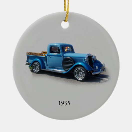 1935 Blauwe vrachtwagen Keramisch Ornament (Voorkant)