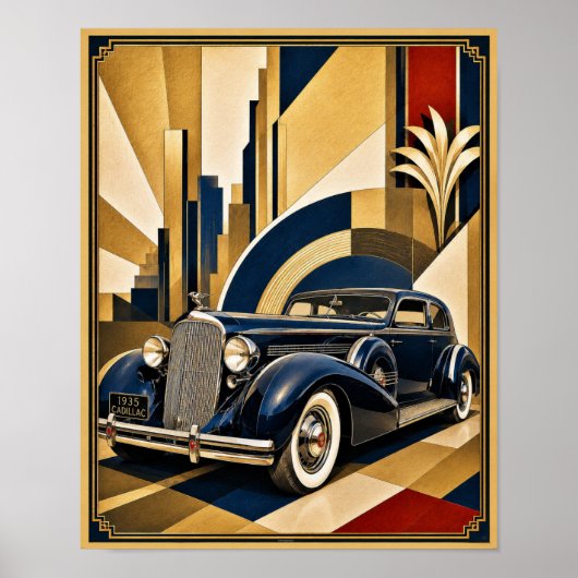 1935 Cadillac Art Deco Poster (Voorkant)