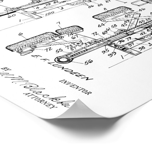 1935  Chiropractic Table Patent Art-afdrukken Poster (Hoek)