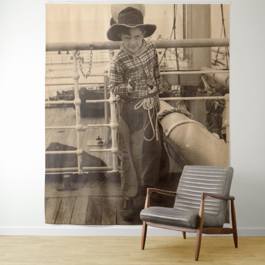 1935 cowboy op een schip wandkleed (In situ)