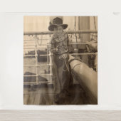 1935 cowboy op een schip wandkleed (Voorkant)