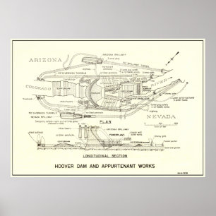 1935 DAM-PLAN EN -SECTIE POSTER