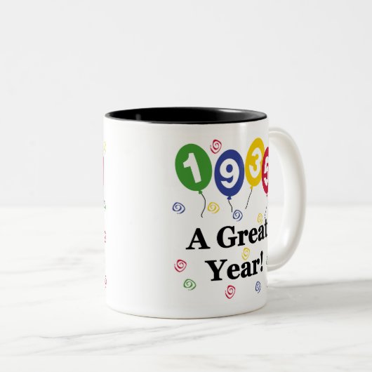 1935 een grote jaardag tweekleurige koffiemok (Voorkant rechts)