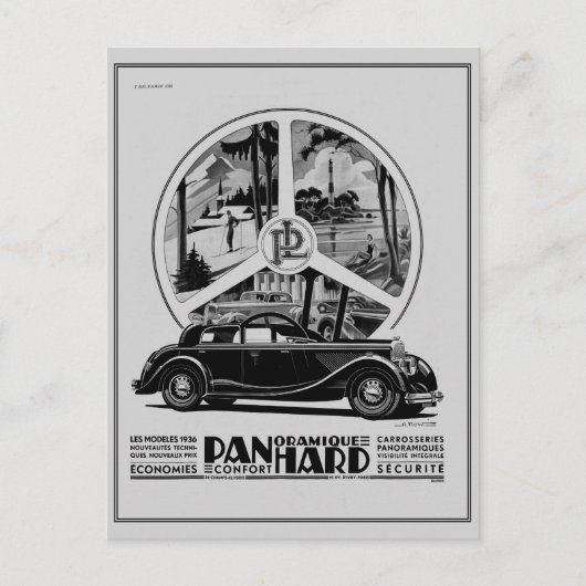  1935 Franse iconische autokunst deco en Briefkaart (Voorkant)