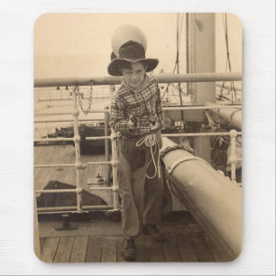 1935 jonge cowboy aan boord muismat