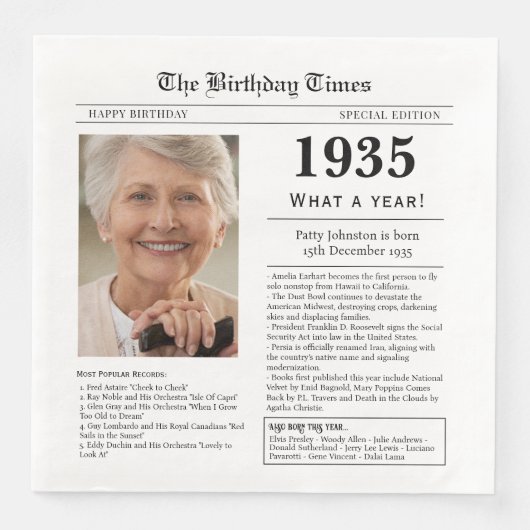 1935 Krant Verjaardag Servet (Voorkant)