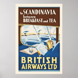 1935 Naar Scandinavië British Airways Vintage Stij Poster