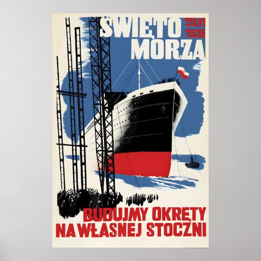1935 Poolse Poster Laten we onze eigen scheepswerf (Voorkant)