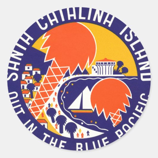 1935 Santa Catalina Ronde Sticker (Voorkant)