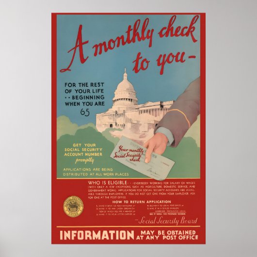 1935 Sociale Zekerheid - Maandelijkse Cheque - Ant Poster (Voorkant)